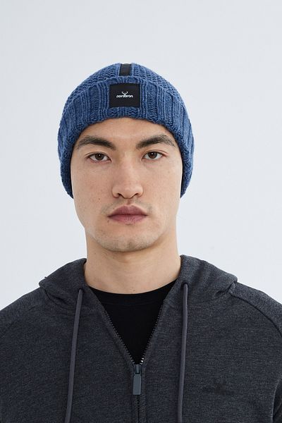 Nordbron Men's Blue Knitwear Plain Soft Beret with Logo Stretchy Winter Fold Basic Daily Use Dirt