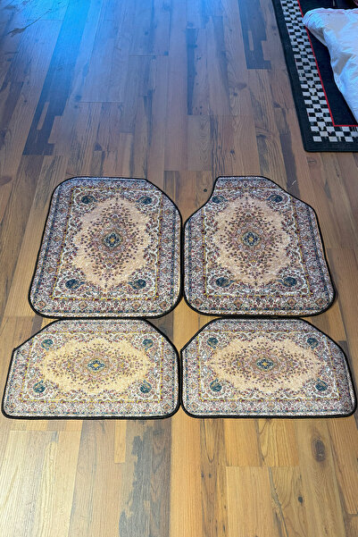 Charmbi -VIP- Lüx Dekoratif Desenli Oto Paspas Takımı Yıkanabilir Üniversal 4'lü Takım