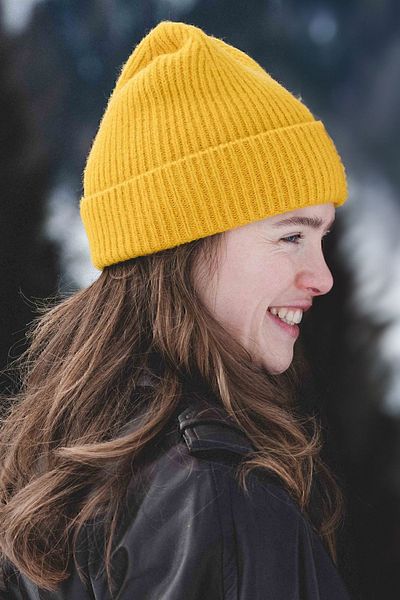 Nordbron Κίτρινο Unisex Corded Beanie - Χειμερινό καπέλο Gleny με λεπτομέρεια από μαλακό λογότυπο