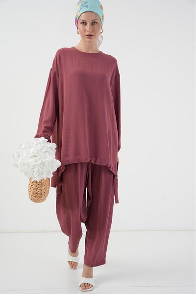 Bigdart 6682 Tunic Trousers Double Set - Dusty Rose