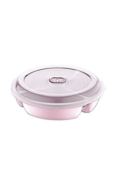 HOBBY LİFE 3 Compartment Microwave Storage Container with Lid, Nutrition Container 21 X 21 X 5 (H) cm