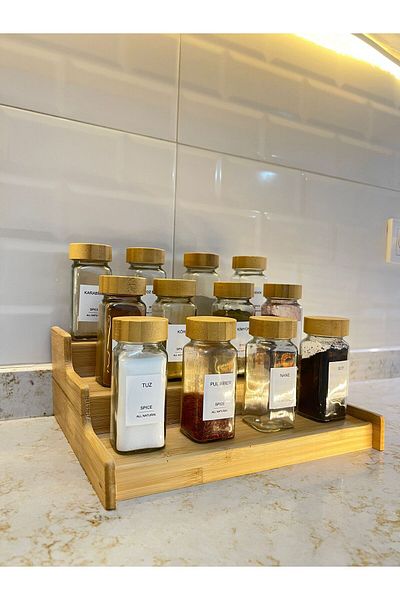 may home design طقم بهارات حديثة بغطاء من الخيزران مكون من 12 قطعة.