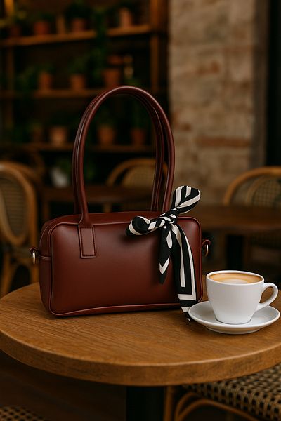 NOTHING Women's Burgundy White Adjustable Strap Scarf and Card Holder Gift Set of 2 Hand Shoulder Bags Moriselen