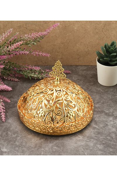 HELVACIOĞLU AKSESUAR Metal Covered Mirrored Candy Bowl Turkish Delight Bowl Chocolate Bowl Presentation Bowl 15 cm Gold