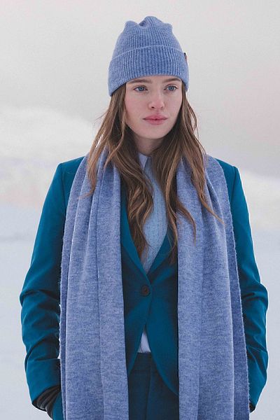 Nordbron Women's Blue Winter Scarf Soft Textured Basic Flexible Plain Patterned Colorful Acrylic Raine Corded