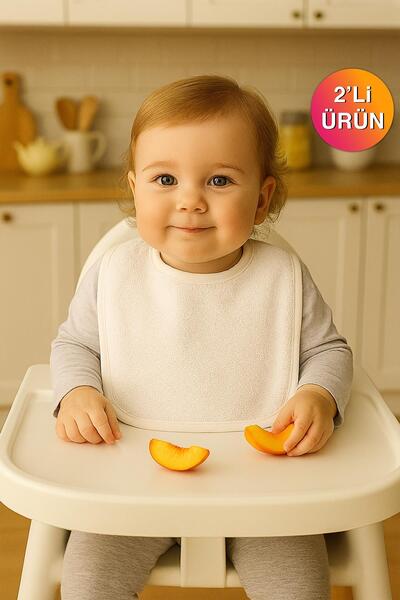 Ender Home Kadife Su Geçirmez 2'li Mama Önlüğü Soft Cırt Bantlı Çocuk Önlük