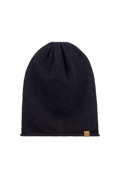 Nordbron Black Ronja Beanie - Flexible and Soft Leather, with Label, Daily Use, Full Sitting