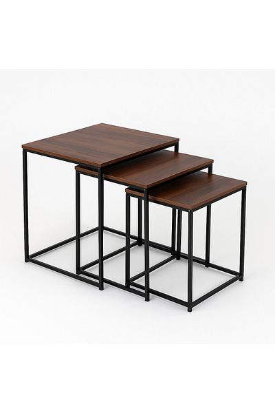 Vi Markets Square serving table set - metal bases - wood tops