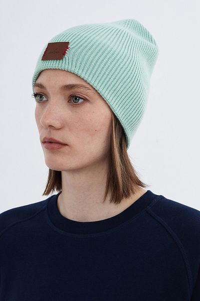 Nordbron Mint Green Unisex Knitwear Saxa - Soft Pattern, Beanie Stripe, Stretchy Winter Logo