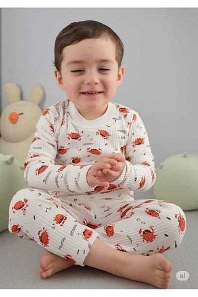 Store Crab Pattern Baby Pajamas Set Newborn Nightgown