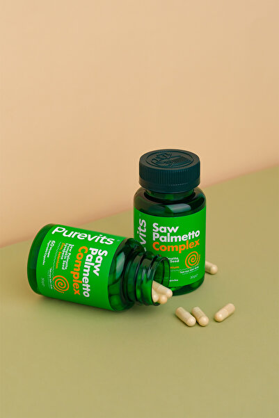 Purevits Saw Palmetto Complex-cüce Palmiye-çinko-kabak Çekirdeği Ekstraktı-likopen-selenyum 60 Adet Veg Cap