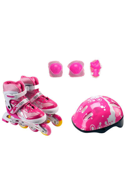 ACTION ONE Pinky roller set, with helmet, protectors and carry bag, adjustable, S (31-34), pink