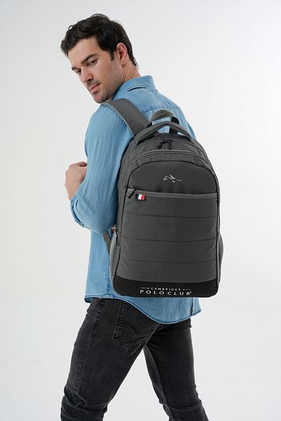 Cambridge Polo Club Minimalist Design Unisex Multi-Eye Daily Backpack - School Bag Gray