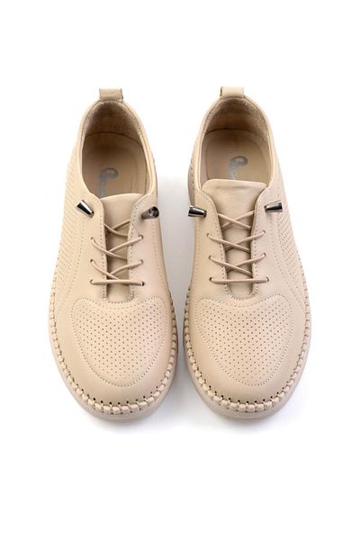 Bambi Beige Leather Women's Casual Shoes K 01523021203