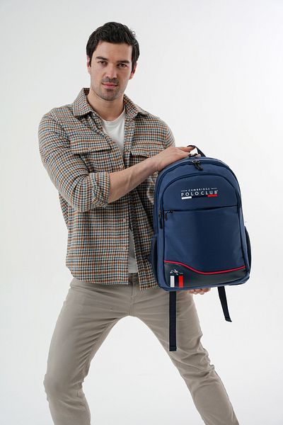 Cambridge Polo Club Unisex Stylish Multi-Eye Daily Backpack - School Bag Navy Blue