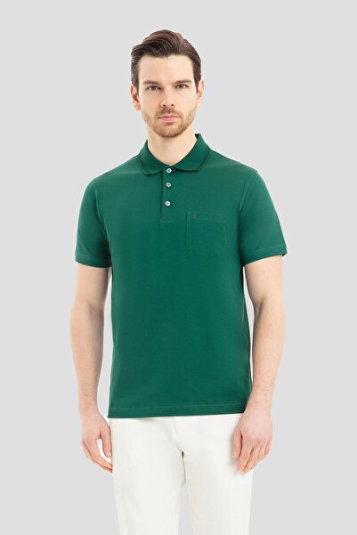 Sabri Özel Düğmeli Cep Detaylı Polo Yaka Erkek T-Shirt Nefti