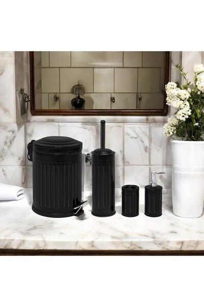Evidea Bath Vintage 4'lü Banyo Seti - Siyah