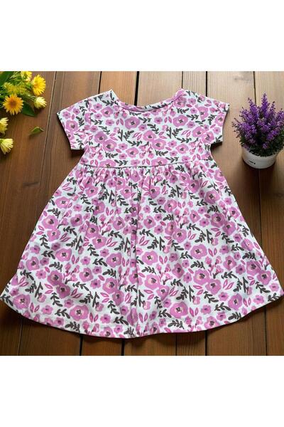 Babexi Buttoned Flowered Dress Pink