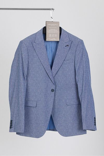 Frappoli Restore Men's Light Navy Blue-Grey Lycra Cotton Slim Fit Sports Pointed Collar Blazer Jacket
