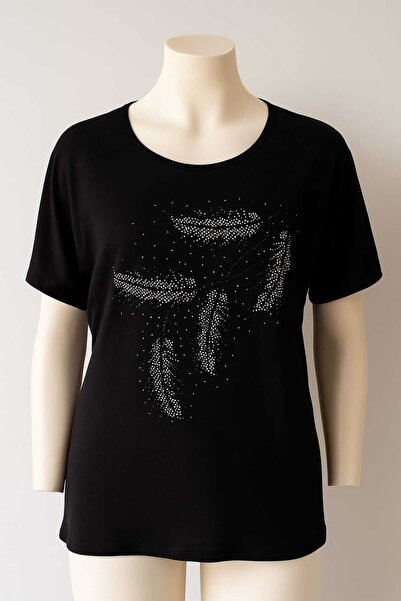 wear on Βαμβακερό κοντομάνικο μπλουζάκι με κέντημα από πέτρα βισκόζης