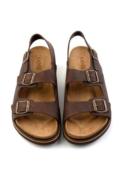 Bambi Brown Leather Men's Sandals E05801198403