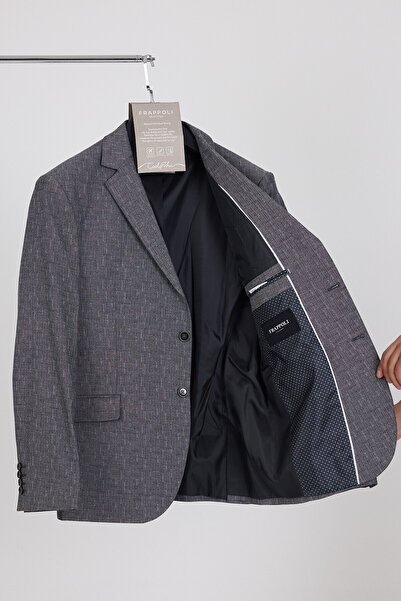 Frappoli Restore Men's Black-Grey Lycra Cotton Slim Fit Sports Blazer Jacket (Plus Size - Battal)