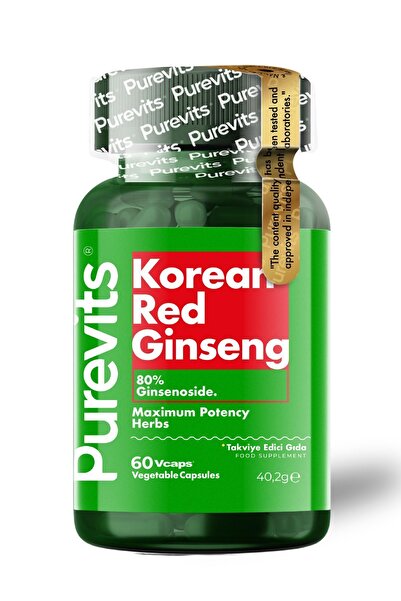 Purevits Kırmızı Kore Ginseng- Korean Red Ginseng 500 Mg – 60 Vegan Kapsül