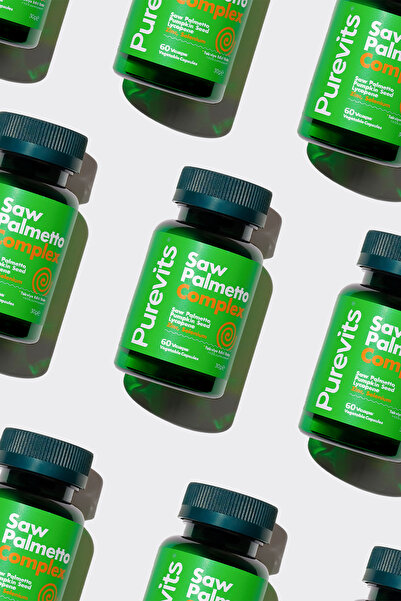 Purevits Saw Palmetto Complex-cüce Palmiye-çinko-kabak Çekirdeği Ekstraktı-likopen-selenyum 60 Adet Veg Cap