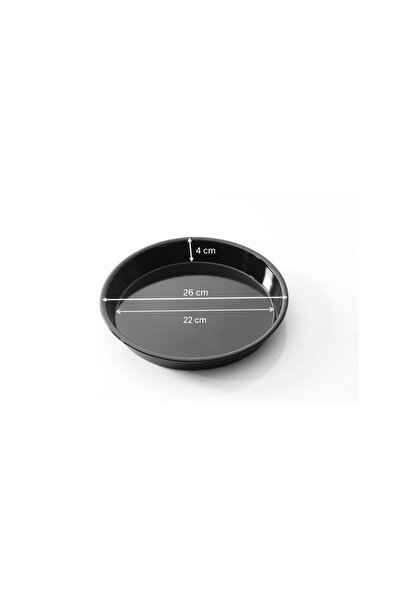 COOK-LAB 26 Cm Siyah Parlak Emaye Yuvarlak Baklava Börek Fırın Tepsisi