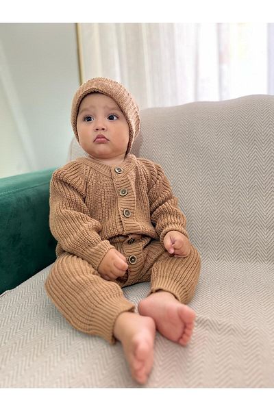 Serackids Thessaloniki Braided Baby Jumpsuit Beanie Set of 2 Lycra