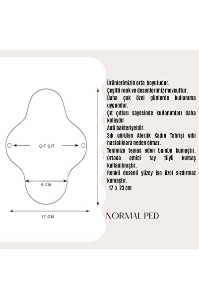 Ponped Bambu Yenii Yıkanabilir Doğal Kadın Pedi 6'lı (NORMAL) - Fırsat Set