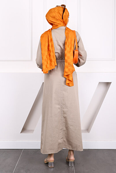 İmajButik Φόρεμα Gabardine με ελαστική τσέπη μέσης βιζόν