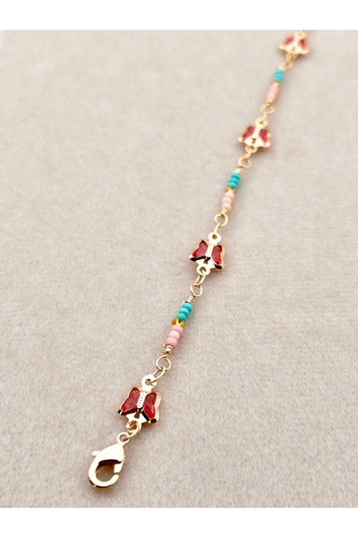 Siya Silver خلخال من الفولاذ مطرز بتصميم فراشة