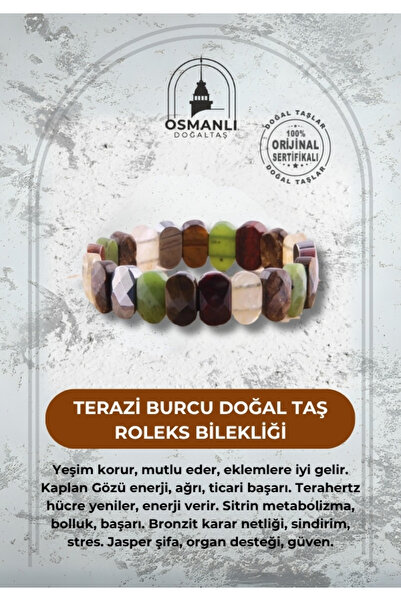 OSMANLI DOĞAL TAŞ Sertifikalı Terazi Burcu Roleks Bilekliği M028