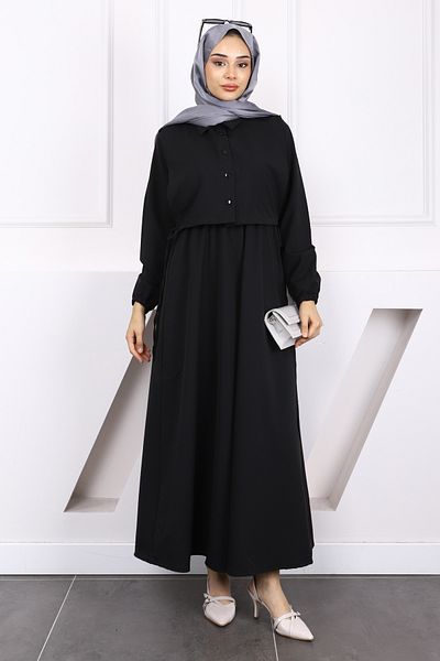 İmajButik Black Shirt Sweater Dress Combination Set