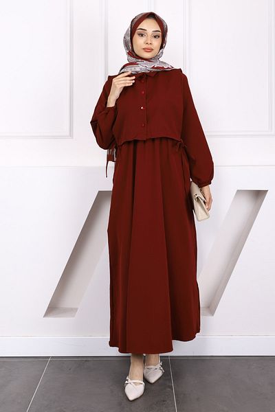 İmajButik Set combinat rochie cămașă burgundă