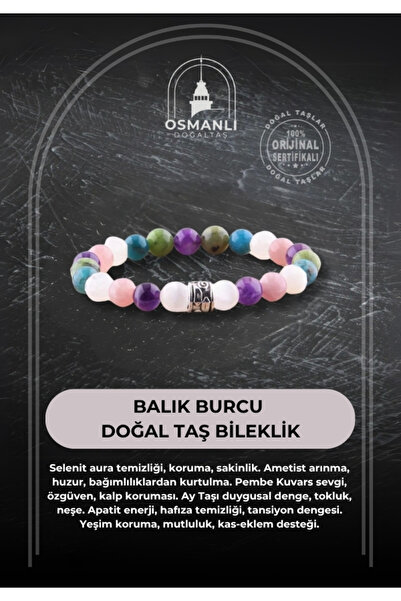 OSMANLI DOĞAL TAŞ Sertifikalı Balık Burcu Doğal Taş Bileklik B084
