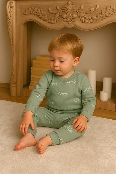 Mai Perla 2-Piece Baby Set with Sun Pattern on Top and Bottom