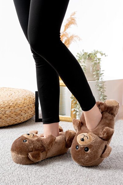 Slipcat Ayıcık Figürlü Peluş Panduf Ev Pandufu Unisex
