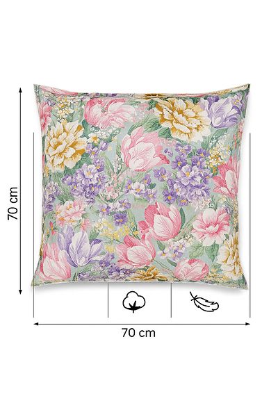 Boema Home Deco Set of 2 goose down and feather pillows, high firmness level, 2100g, 70x70 cm, Purple Flowers
