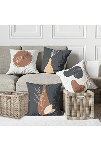 Alkan Homes 4-Piece Combination Bohemian Patterned Digital Printed Throw Pill...