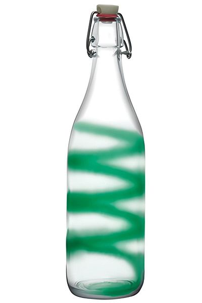 Paşabahçe 80326 Basic Glass Bottle with Lid 1 Lt Green Patterned