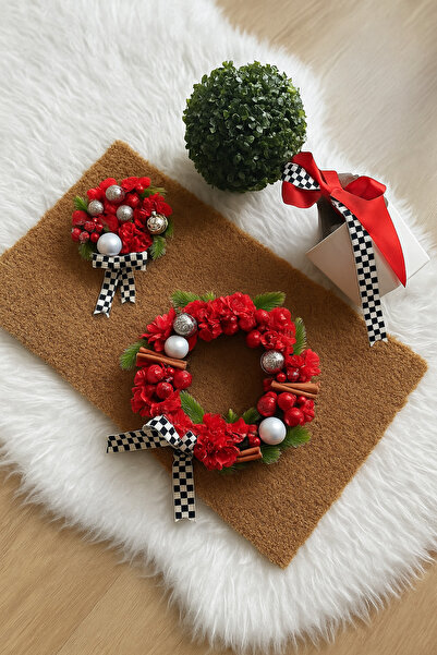 Marrone Door Ornament Boxwood Tree Door Decor Home Gift Door Mat Silvery Ribbon Butterfly