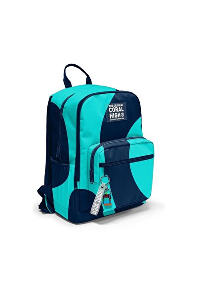 Coral High Rucsac de școală cu model turcoaz bleumarin 23686