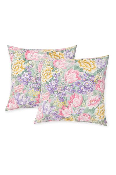Boema Home Deco Set of 2 goose down and feather pillows, 40x40 cm, Purple Flowers