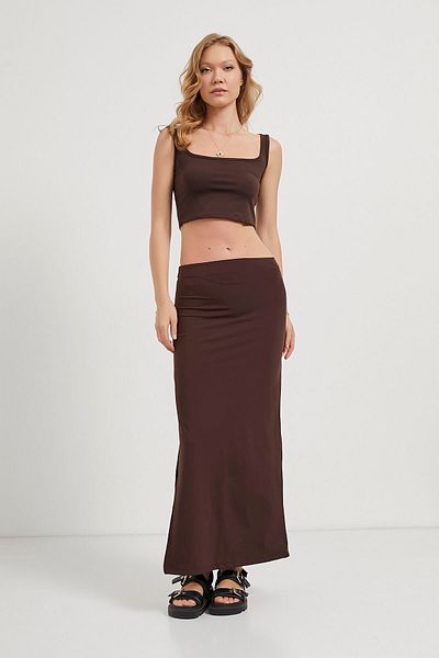 Arma Life Women's Premium Soft Summer Slit Brown Long Skirt