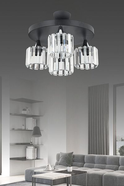 ESSLİGHT Eslem 4-Piece Plafonier Chandelier (Crystal Stone) Living Room Bedroom Kitchen Young Room Office