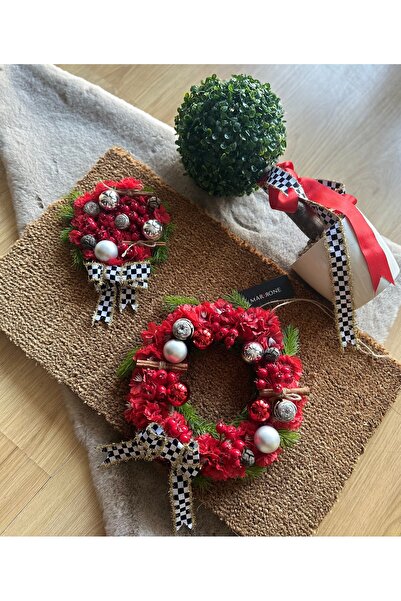 Marrone Door Ornament Boxwood Tree Door Decor Home Gift Door Mat Silvery Ribbon Butterfly