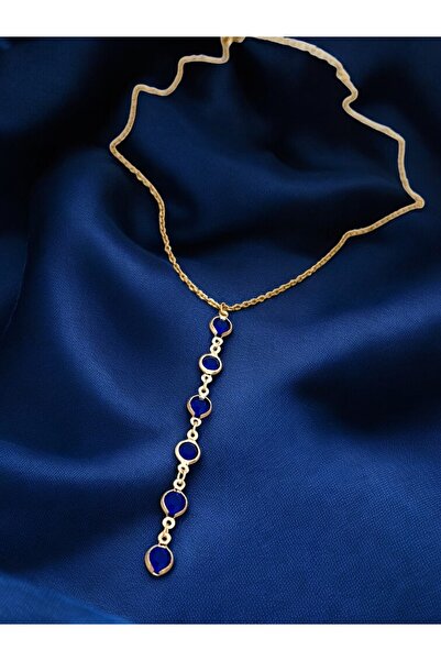 MAC CENTER Row Navy Blue Stone Steel Y Steel Women's Necklace - Women's Neckl...