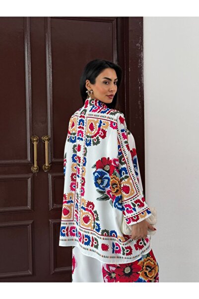 jennyfer garment Imported Jessica Fabric Floral Pattern Shirt & Pants 2-Piece Suit